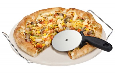 Kitchen Craft World of Flavours Pizza Stone & Cutter (32cm / 12")